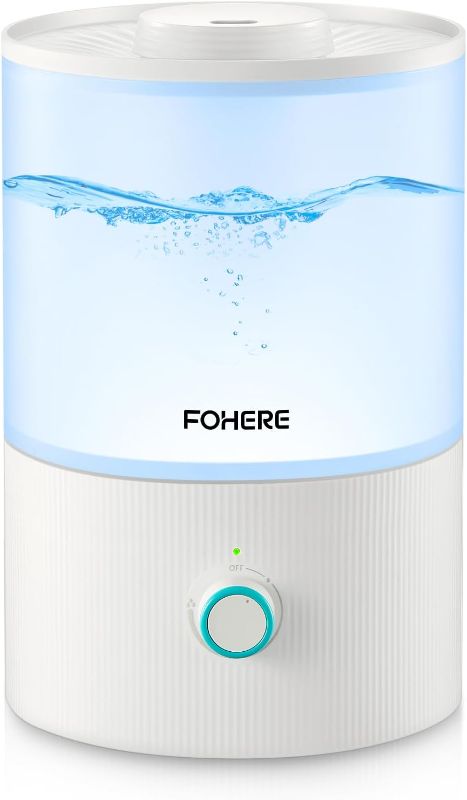 Photo 1 of FOHERE Humidifiers for Bedroom, 3.2L Top Fill Cool Mist Ultrasonic Humidifier for Baby Rooms and Plants, 2-IN-1 Essential Oil Diffuser with 7-color Light and Auto Shut-off, BPA-Free, Quiet, White
