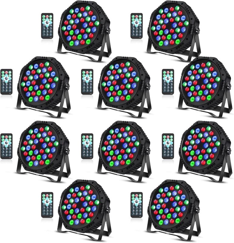 Photo 1 of 36 LED Par Lights, RGB Par Can Light Stage Lights, 10 Modes DJ Lights Stage Lighting Uplights with Sound Activated Remote Control & DMX Uplights for Events Wedding Party
