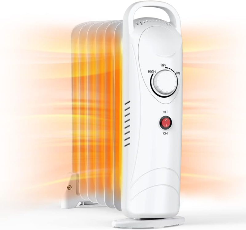 Photo 1 of Oil Filled Radiator Heater, 700W Electric Space Heater with Thermostat, Overheat Protection, Portable Oil Heater for Indoor Use, Quiet Indoor Portable Heater for Home and Office
