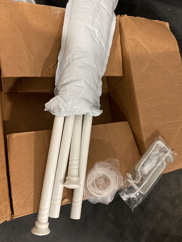 Photo 1 of Curtain Rods, White Curtain Rods for Windows 28 to 48 Inch, 5/8 Inch Small Decorative Matte White Curtain Rod Set with Brackets, Splicing Adjustable Curtain Rods