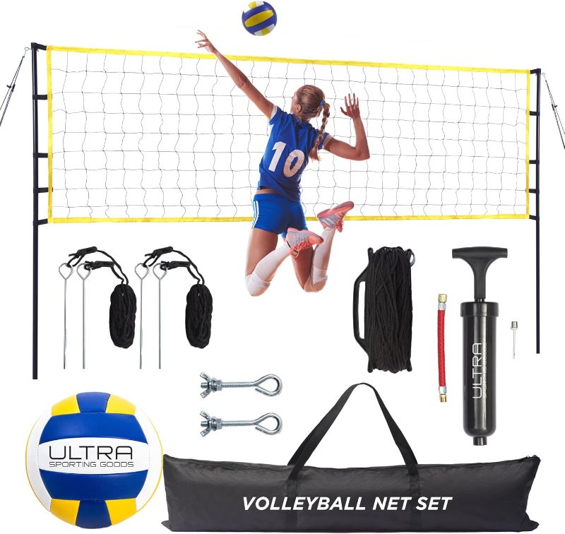 Photo 1 of Volleyball Net Outdoor - Includes 32x3 Feet Regulation Size Net - Volleyball Net for Backyard, Beach, or Pool