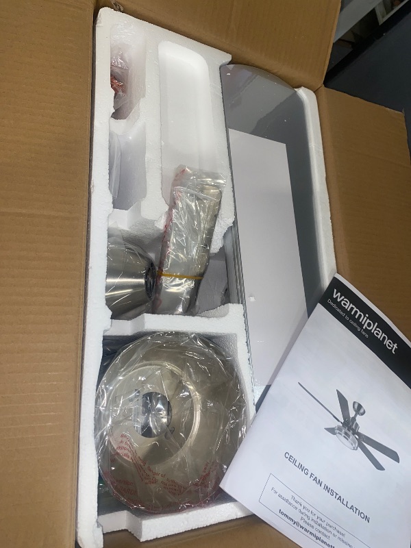 Photo 1 of 52" warmiplanet Ceiling Fan with Lights Remote Control, 52 Inch, Brushed Nickel (5-Blades)
