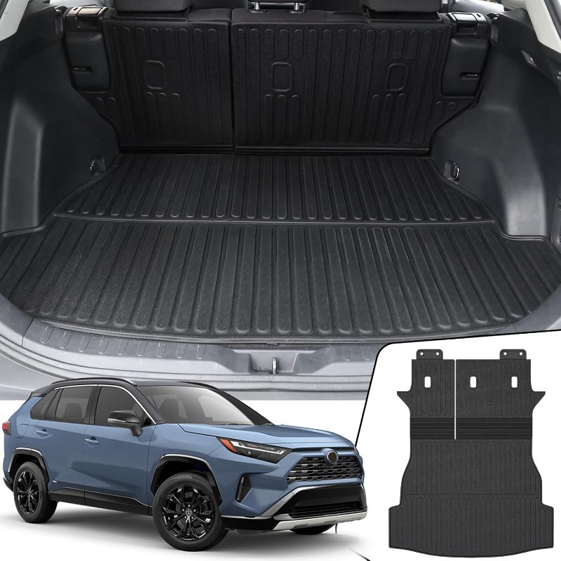 Photo 1 of 
Cargo Mat with Backrest Mat for Toyota RAV4 2019-2024 2025 (Include Hybrid) Car Mat Accessories, All Weather TPE Trunk Cargo Liner Trunk Mat with Seat Back Mat (Trunk Mat with Backrest Mat)
