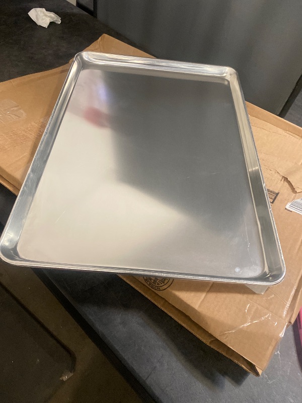 Photo 1 of FSE Commercial Sheet Pan, Full Size, 16-Gauge, Aluminum Bun Pan, 18" L x 26" W x 1" H, (Measure Oven Recommended), Silver
