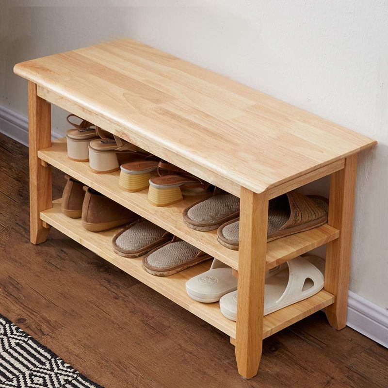 Photo 1 of XKZG Storage Bench Wooden Shoe Bench Simple Style Wood Entryway Bench Shoe Rack (Natural,31.5")
