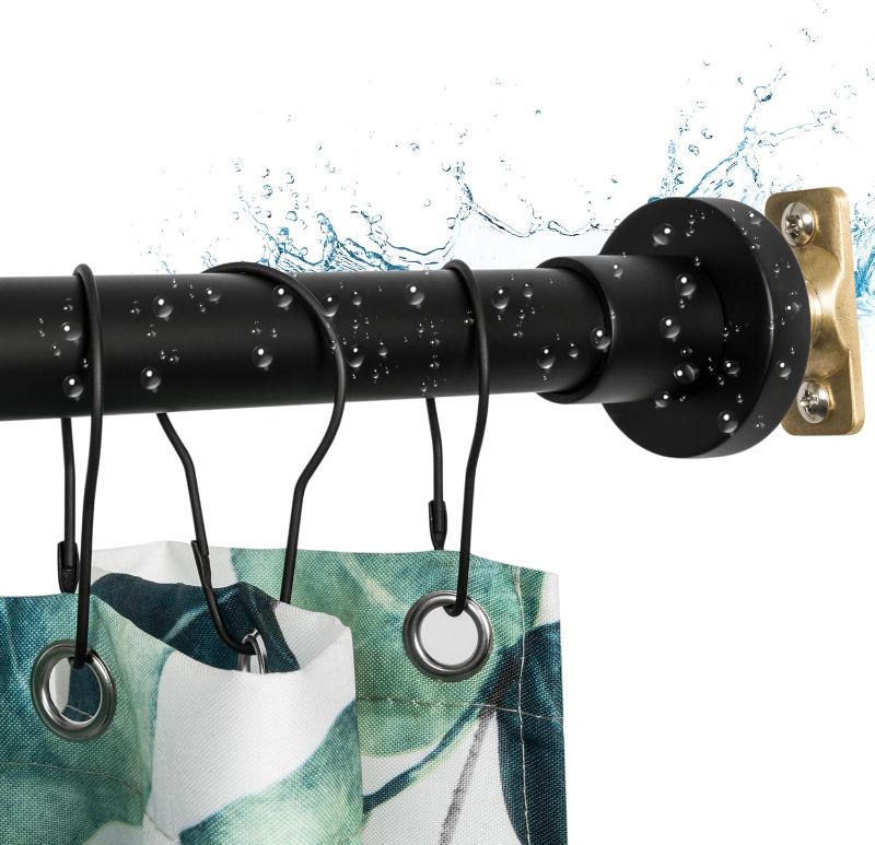 Photo 1 of Artiwell Heavy Duty Shower Rod, Adjustable Shower Curtain Rod, Expandable 47-84 Inch, Permanent Mount Shower Rod, Never Rust Stainless Steel For Window Curtain and Closet, Matte Black
