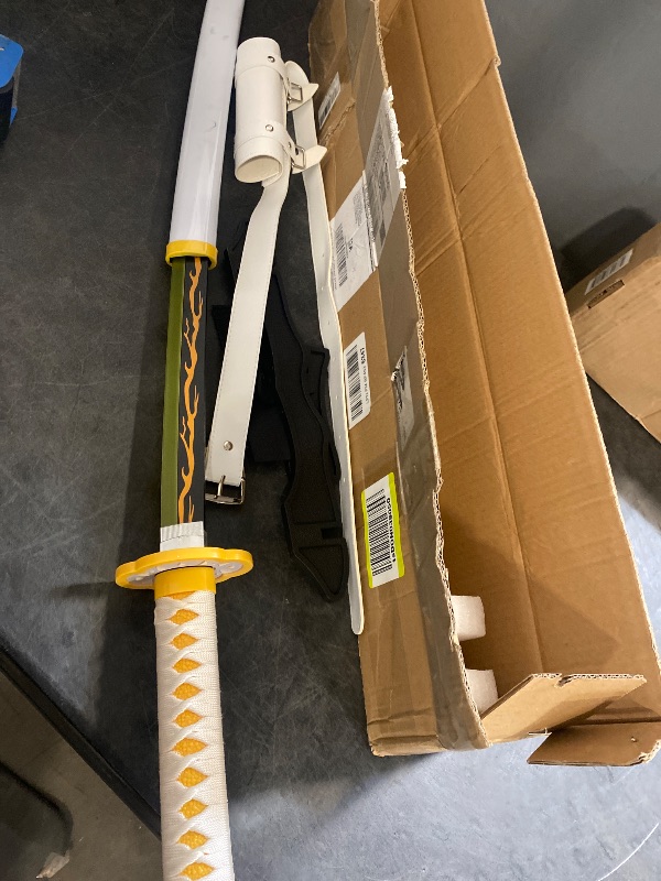 Photo 1 of RENGENG Light Up Sword, 40 Inches Rechargeable Plastic Anime Replica with Belt & Stand, Original Texture Anime Sword
