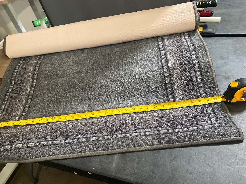 Photo 1 of Antep Rugs Alfombras Bordered Modern 3x5 Non-Slip (Non-Skid) Low Pile Rubber Backing Indoor Area Rug (Gray, 3' x 5')
