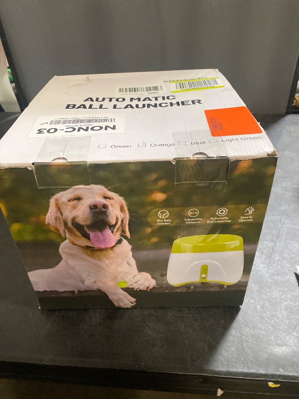 Photo 1 of Interactive Dog Ball Launcher, Yellow and White, with 6 Tennis Balls (Yellow)
