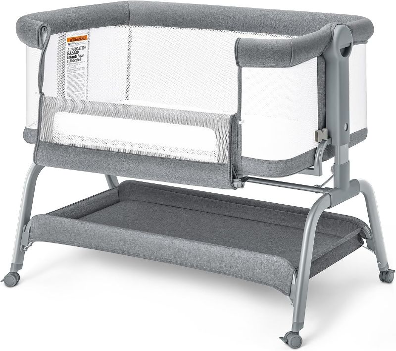 Photo 1 of BabyBond Baby Bassinet, 3 in 1 Bassinet Bedside Sleeper with Washable Soft Mattress