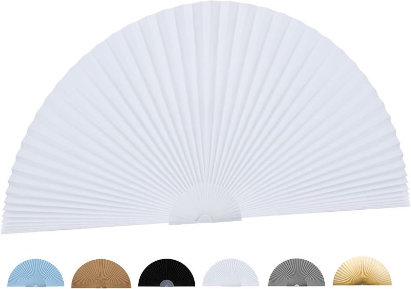 Photo 1 of Jlong Arch Window Shade Curtains Half Circle Moon Pleated Fabric Blinds Semi Circle Temporary Light Filtering Pleated Paper Shades Half Round Window Covering Easy to Cut and Install
