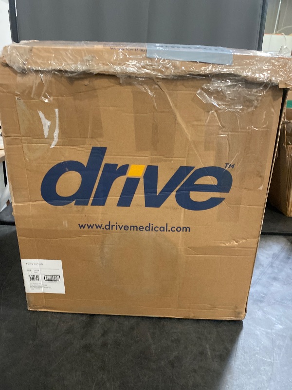 Photo 1 of Drive Medical 11148-1 Folding Steel Bedside Commode Chair, Portable Toilet, Supports Individuals Weighing Up To 350 Lbs, with 7.5 Qt. Bucket and 13.5 Inch Seat, Grey