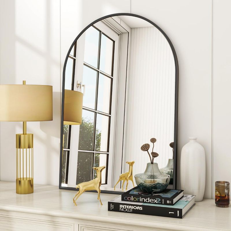Photo 1 of Bathroom Mirror, 24x36 Arched Wall Mirror, Black Wall-Mounted Mirrors, Bathroom Vanity Mirror, Mirrors for Over Sink, Bathroom, Living Room, Bedroom, Entryway

