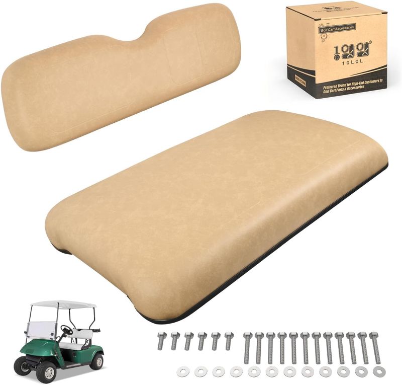 Photo 1 of 10L0L Golf Cart Replacement Seats, Golf Cart Front Seat Bottom & Back Assembly for EZGO TXT 1994-2013 Factory Style Including Cushion and Backrest Pad (Buff)
