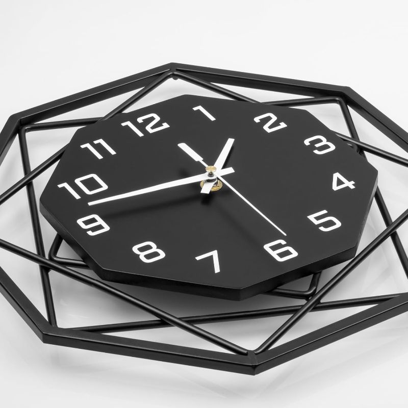 Photo 1 of Large Wall Clocks for Living Room Decor 16 inch Silent Modern Wall Clocks Wall Clock Battery Operated Non Ticking Black Wood Decorative Clock Wall for Kitchen Bedroom Office Classroom

