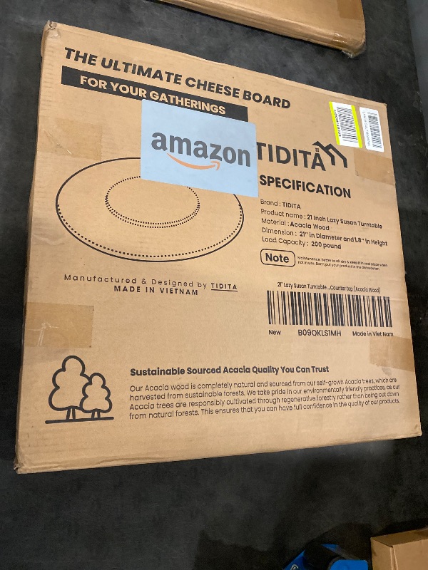 Photo 1 of TIDITA 21" Acacia Wood Lazy Susan for Table Top - Wooden Turntable Serving Tray for Charcuterie Boards Cheese Board - Extra Large Round Lazy Susan Organizer - Kitchen Revolution for Countertop