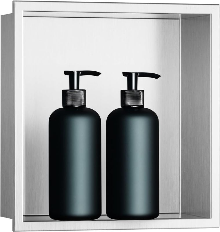 Photo 1 of SaniteModar Shower Niche 12" X 12", Brushed Stainless Steel Niche for Shower Wall, No Tile Needed,Recessed Shower Shelf for Bathroom Storage
