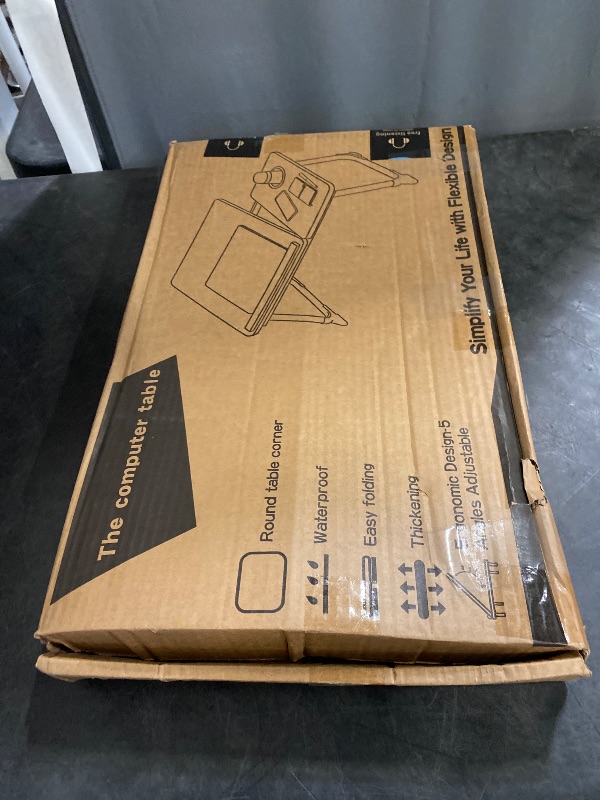 Photo 1 of Laptop Desk for Bed Couch, Adjustable Foldable Bed Table with Cup Holder, Breakfast Serving Tray, Portable Laptop Lap Desk Stand for Working Reading Writing Eating Gaming in Bed Sofa Floor(Black)
