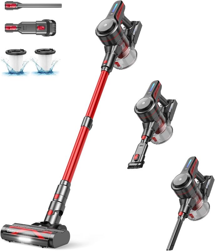 Photo 1 of Cordless Vacuum Cleaner, Stick Vacuum with Powerful Suction, 45Mins Runtime Vacuum Cleaners for Home, Anti-tangle and 1.5L Dust Cup, 6 in 1 Lightweight Vacuum for Hardwood Floor Carpet Pet Hair
