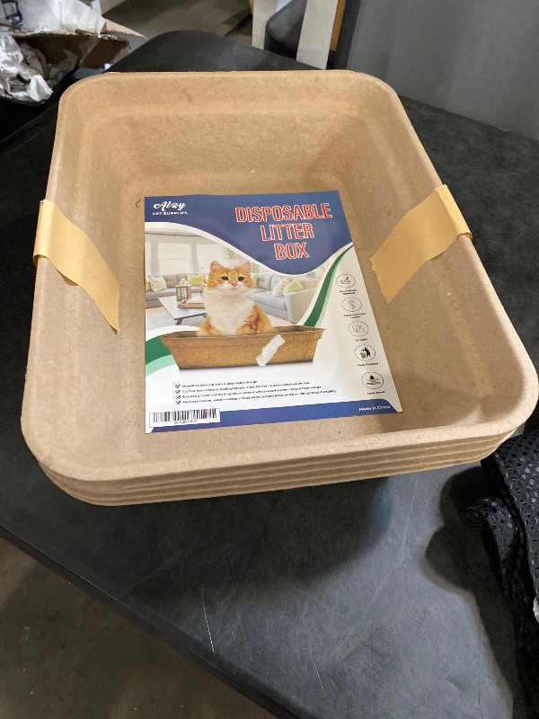 Photo 1 of Aloy Disposable Litter Boxes for Cats – Biodegradable, Portable Disposable Cat Litter Boxes for Cats and Kittens – Use as a Standalone Litter Box or Liner – 5 Pack Cardboard Litter Boxes.