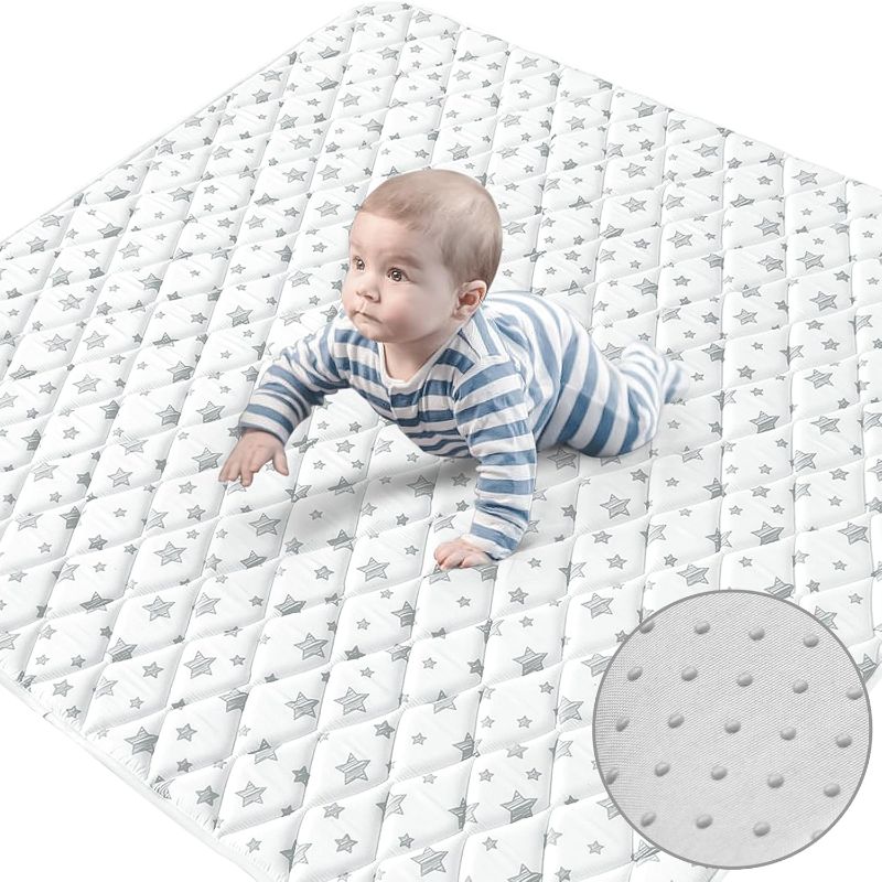 Photo 1 of Premium Foam Baby Play Mat, 59''x59'' Playpen Mat, One-Piece Crawling Mat Non Slip Cushioned Mats for Babies, Infant and Toddler, Baby Floor Play Mat
