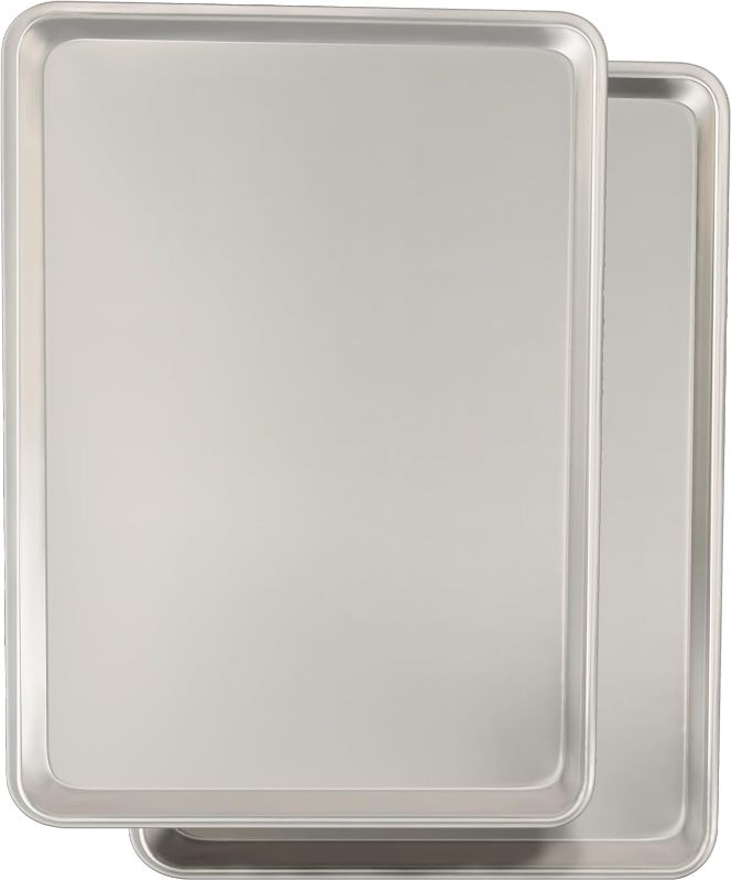 Photo 1 of Commercial Quality Baking Sheet Pan Set, Natural Aluminum Cookie Sheet, Umite Chef Warp Resistant Nonstick Baker's Half Sheet Pan, Large Thick Cookie Tray Pans for Baking, Roasting(2 Pack, 18X13In)
