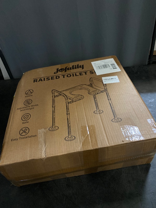 Photo 1 of Jofulity Raised Toilet Seat with Handles Open-Front Design, Adjustable Height & Width 440lbs Toilet Seat Riser for Seniors, Elevated Toilet Seat for Elderly Handicap Surgery Pregnant, Toilet Bath Bed
