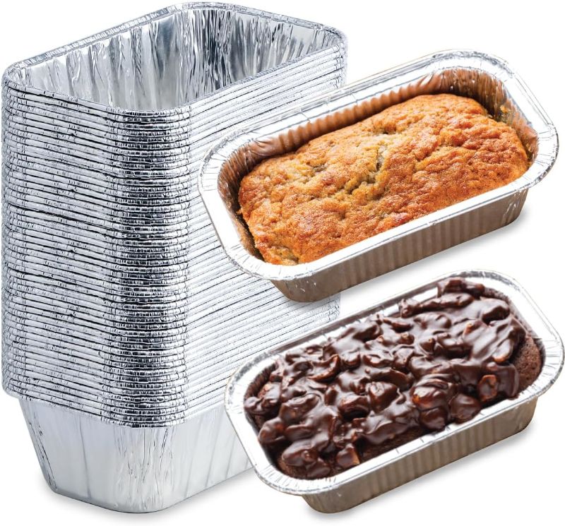 Photo 1 of Spare Essentials (35 Pack) 1 Lb Aluminum Foil Mini Loaf Pans - Foil Bread Pans for Baking - Perfect to Bake Individual Bread Loaves, Cakes & Meat - 1 Pound Aluminum Loaf Pans - 6 x 3.5 x 2 Inches

