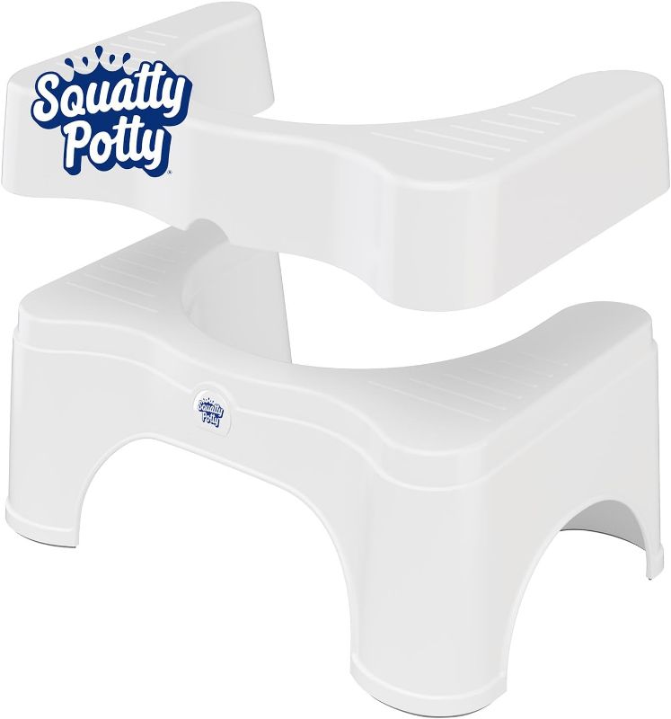 Photo 1 of Squatty Potty The Original Bathroom Toilet Stool - Adjustable 2.0, Convertible to 7" or 9" Height with Removable Topper for Adults and Kids White
