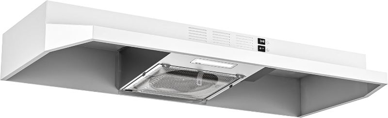 Photo 1 of FIREGAS Range Hood 36 inch Under Cabinet, Ducted/Ductless Convertible Kitchen Hood, White Painted Stainless Steel Vent Hood with LED Light,2 Speed Exhaust Fan

