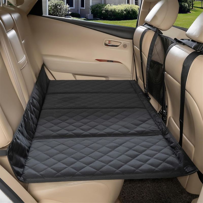 Photo 1 of Car Bench Seat Extender for Dogs, Hammock Dog Bed with Firm Bottom for Car Camping Pet Travel Bed Mattress Pet Back Seat Protector for Standard Vehicles & SUVs (Black)
