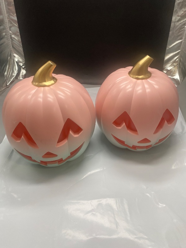Photo 1 of 2 PC- Halloween Jack-O-Lantern Pumpkin Figurines Pink - Bullseye's