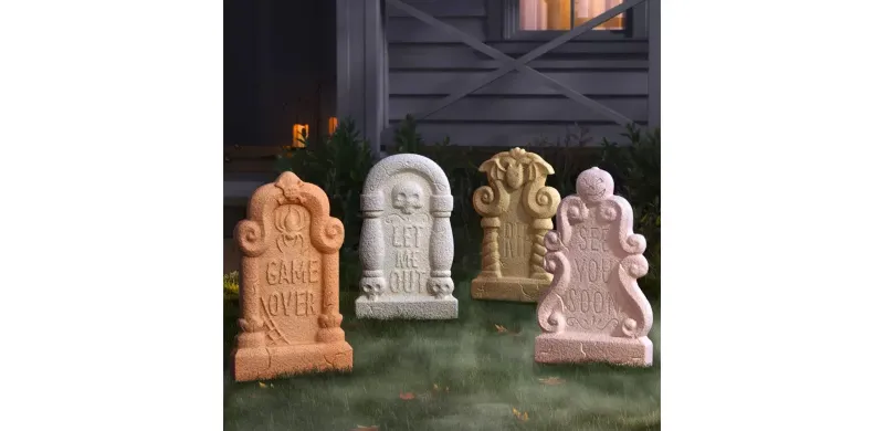 Photo 1 of 4pk 17.6 Foam Tombstones Neutrals Halloween Decorative Prop – Hyde & EEK! Boutique
