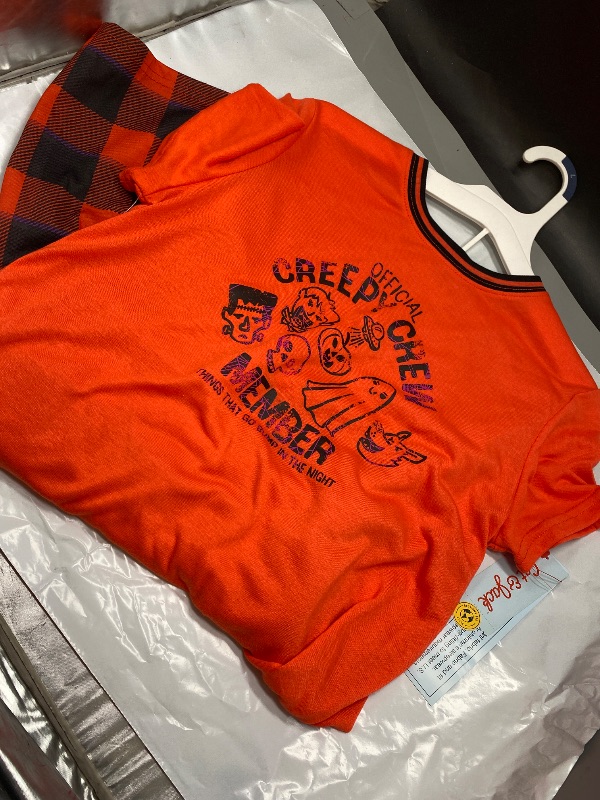 Photo 1 of XLARGE 14 Cat & Jack Boys Orange Creepy Crew Halloween Sleep Set Pajamas Top & Shorts
