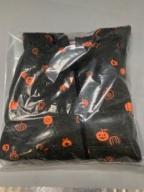 Photo 1 of SMALL 6/7 Girls' Halloween Zip-Up Fleece Hoodie Sweatshirt - Cat & Jack Black