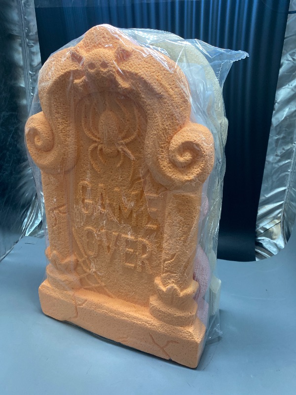 Photo 1 of 4 Pack Halloween Gravestone Foam Display Lawn Decoration 18" X 11" X 1.5" Each
