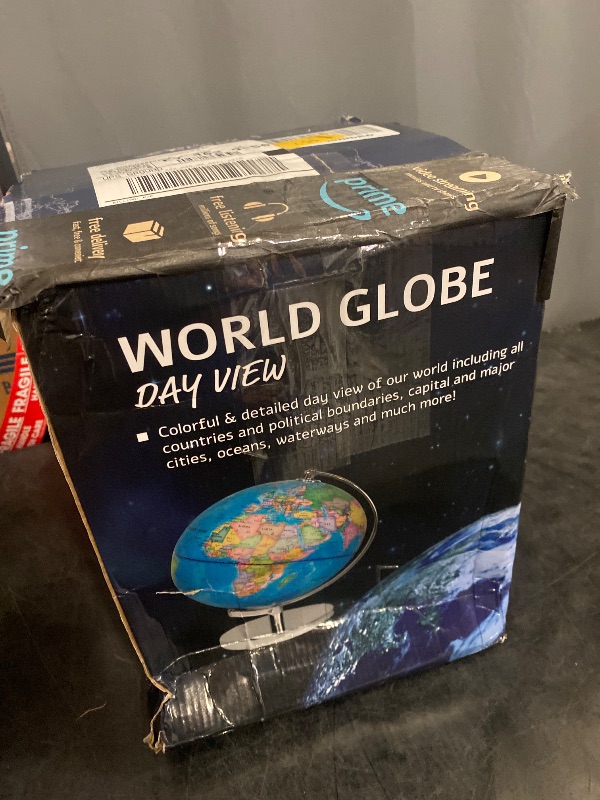 Photo 1 of SMART WALLABY 9" Illuminated Educational Kids World Globe + STEM Flags & Countries Interactive Card Game. 3 in 1 Children Desktop Spinning Earth Political & Constellation Maps, LED Night Light Lamp