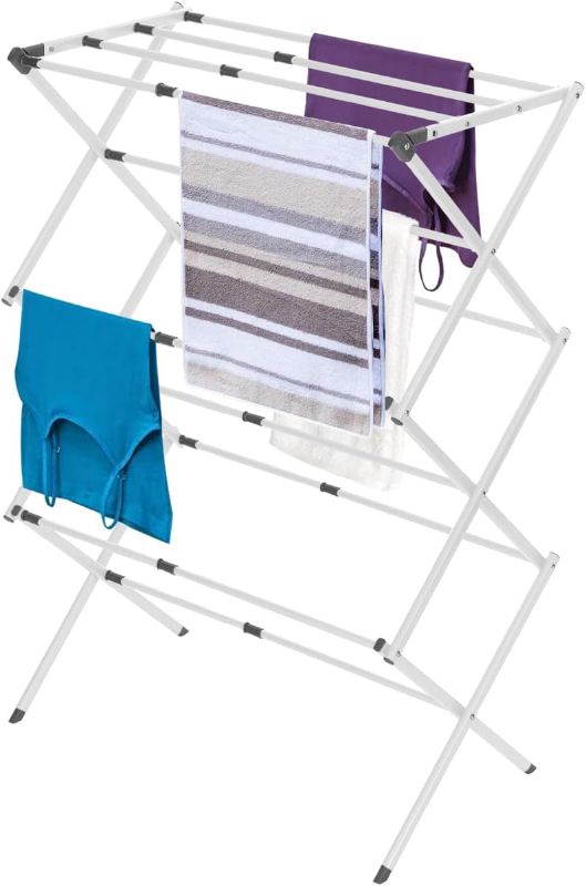 Photo 1 of Amazon Basics Foldable Portable Laundry Rack for Air Drying Clothing, Indoor Outdoor Use - 14.5" D x 29.5" W x 41.8" H, White