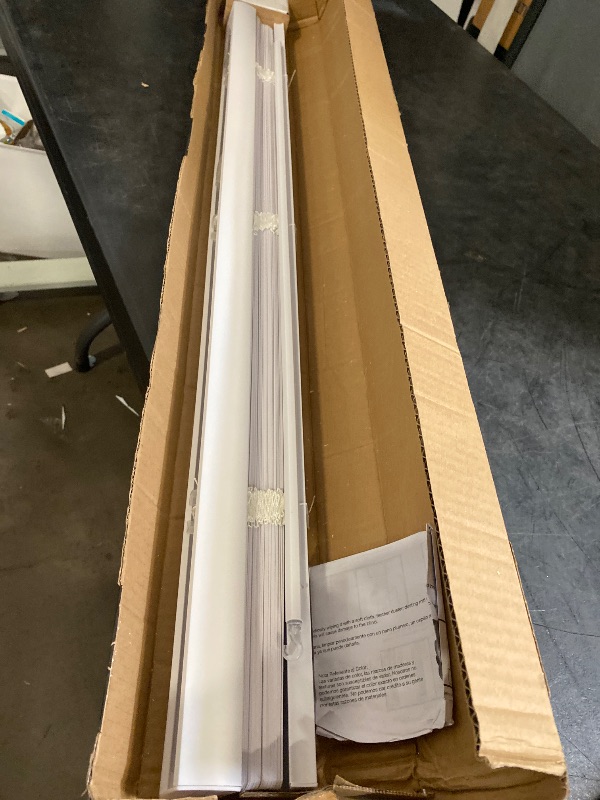 Photo 1 of LOTUS & WINDOWARE Cordless Mini Blind, 1" Vinyl Slats, 35.5" Wide x 60" Long - White, Window Blinds for Home and Office, Interior Door Blinds - Light Filtering