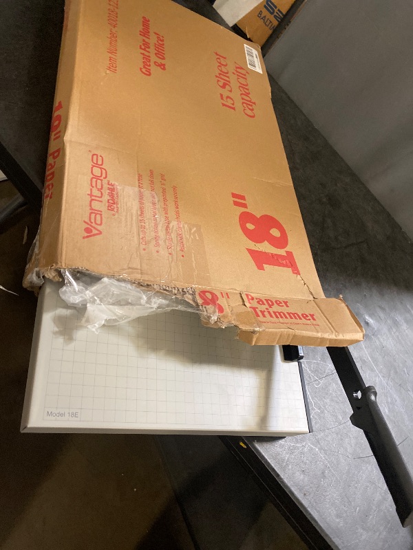 Photo 1 of Dahle Vantage 18e Paper Trimmer, 18" Cut Length, 15 Sheet, Automatic Clamp, Adjustable Guide, Metal Base with 1/2" Gridlines, Guillotine Paper Cutter
