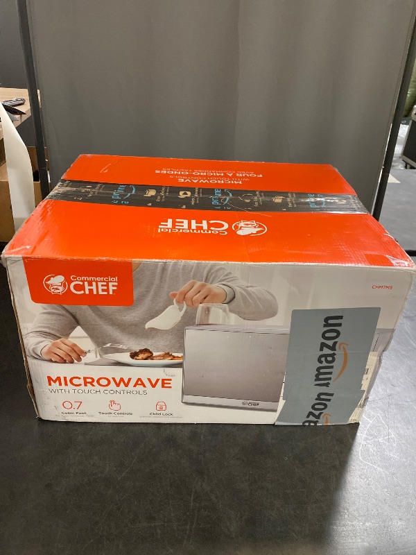Photo 1 of COMMERCIAL CHEF 0.7 Cu Ft Microwave with 10 Power Levels, 700W Microwave with Digital Display, Countertop Microwave with Child Safety Door Lock, Programmable with Push Button, Stainless Steel