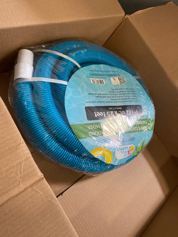 Photo 1 of U.S. Pool Supply 1-1/2" x 25 Foot Professional Above Ground Swimming Pool Vacuum Hose with Swivel Cuff - Removable Cuff, Cut to Fit - Compatible with Filter Pumps, Filtration Systems, Chlorinators