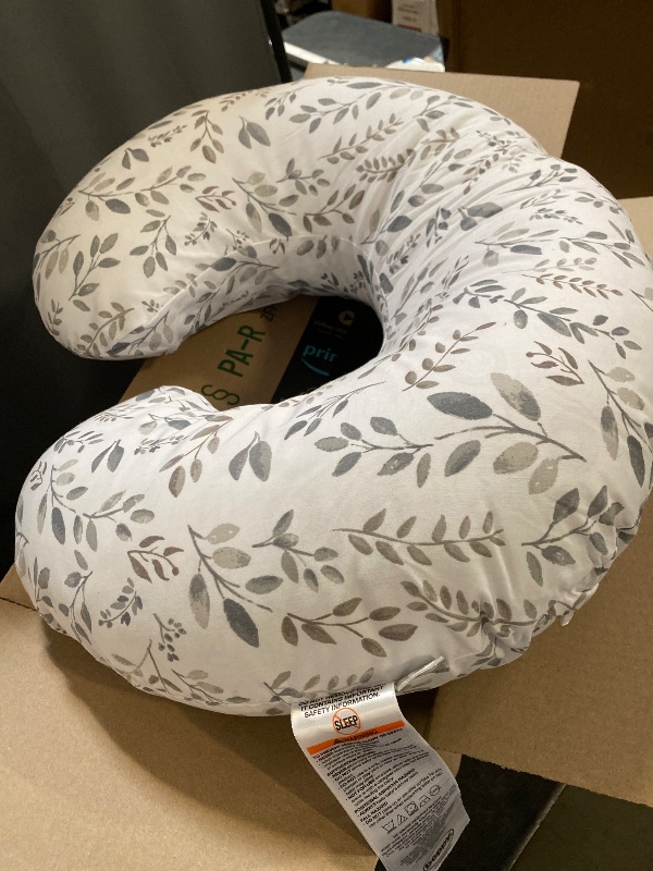 Photo 1 of Boppy Original Nursing Pillow, Gray Taupe Leaves, Ergonomic Nursing Essentials for Bottle and Breastfeeding, Firm Fiber Fill, with Removable Pillow Cover, Machine Washable
