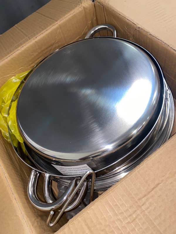 Photo 1 of ROVSUN 5 Qt 2Pack Chafing Dish Buffet Set, NSF Stainless Steel Round Chafers for Catering, Buffet Servers and Warmers Set with Glass Lid & Lid Holder, Thick Stand Frame for Wedding Party Banquet Event