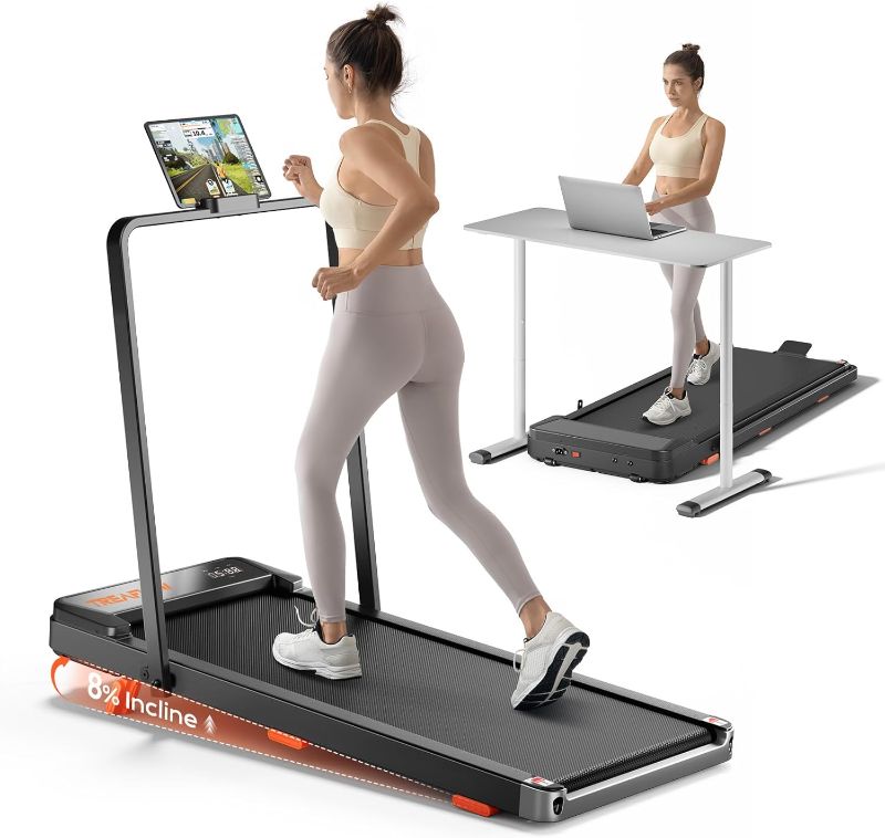 Photo 1 of Walking Pad,Treadmill with Incline for Home Office, 2.5HP Portable Under Desk Treadmill with 265 Lbs Capacity,Remote Control, Led Display
