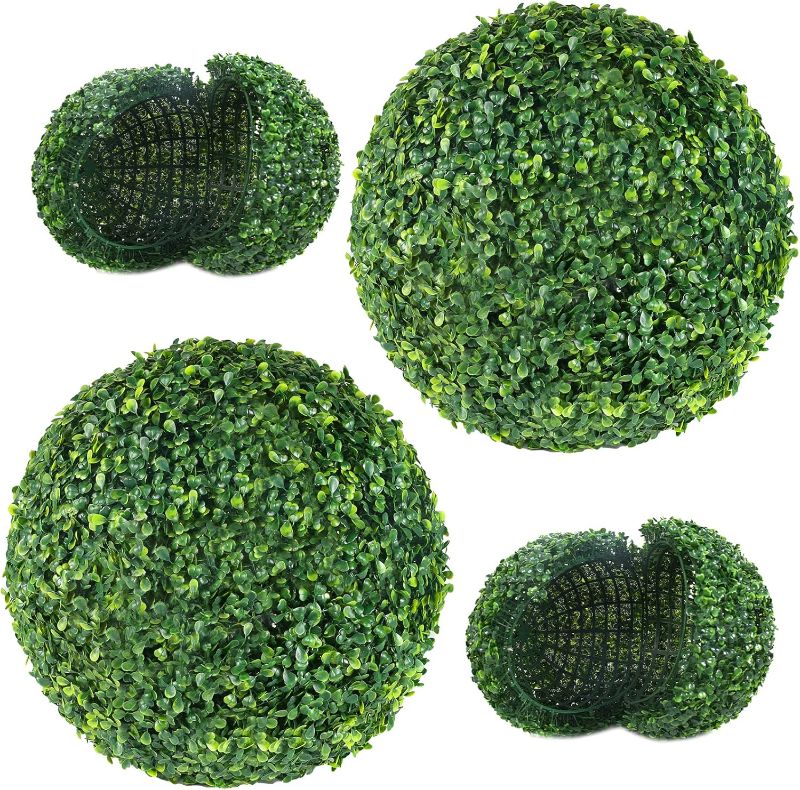 Photo 1 of AILANDA 2 PCS 21 inch 8 Layers Artificial Plant Topiary Ball Outdoor UV Resistant Faux Boxwood Decorative Balls for Backyard, Balcony, Garden, Wedding Hanging and Home Décor (Dark Green)
