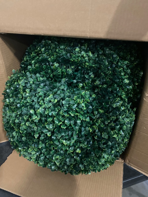 Photo 1 of AILANDA 2 PCS 21 inch 8 Layers Artificial Plant Topiary Ball Outdoor UV Resistant Faux Boxwood Decorative Balls for Backyard, Balcony, Garden, Wedding Hanging and Home Décor (Dark Green)

