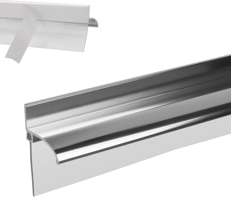 Photo 1 of 32” Framed Shower Door Drip Rail with Vinyl Sweep, Chrome Shower Door Bottom Water Deflector with Screws