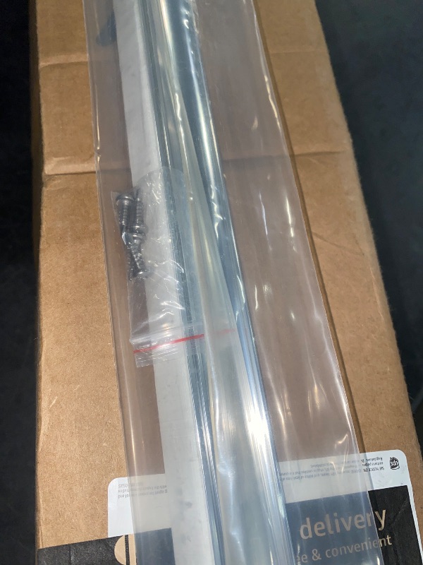 Photo 1 of 32” Framed Shower Door Drip Rail with Vinyl Sweep, Chrome Shower Door Bottom Water Deflector with Screws
