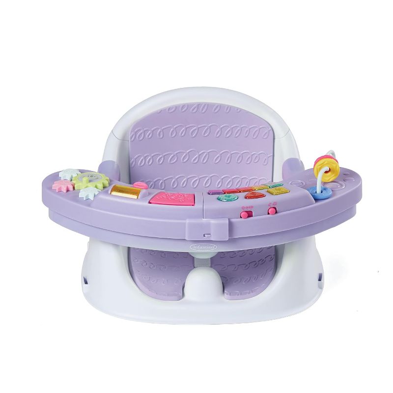 Photo 1 of Infantino Music & Lights 3-in-1 Discovery Seat & Booster, Toddler Booster Seat for Dining Table or Kitchen Chair, Baby Activity Center & Snack Tray, Lavender
